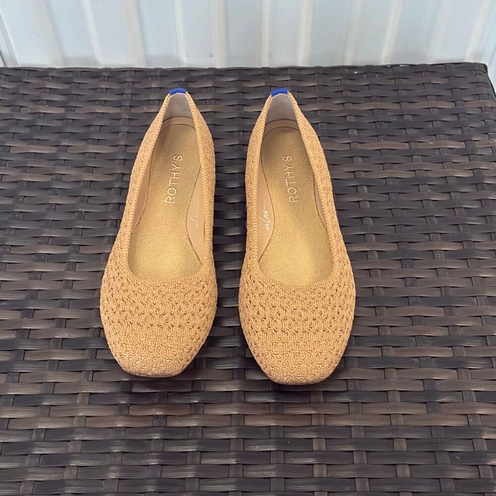 Rothy’s The max square toe Flats Wren crochet woven shoes size 7